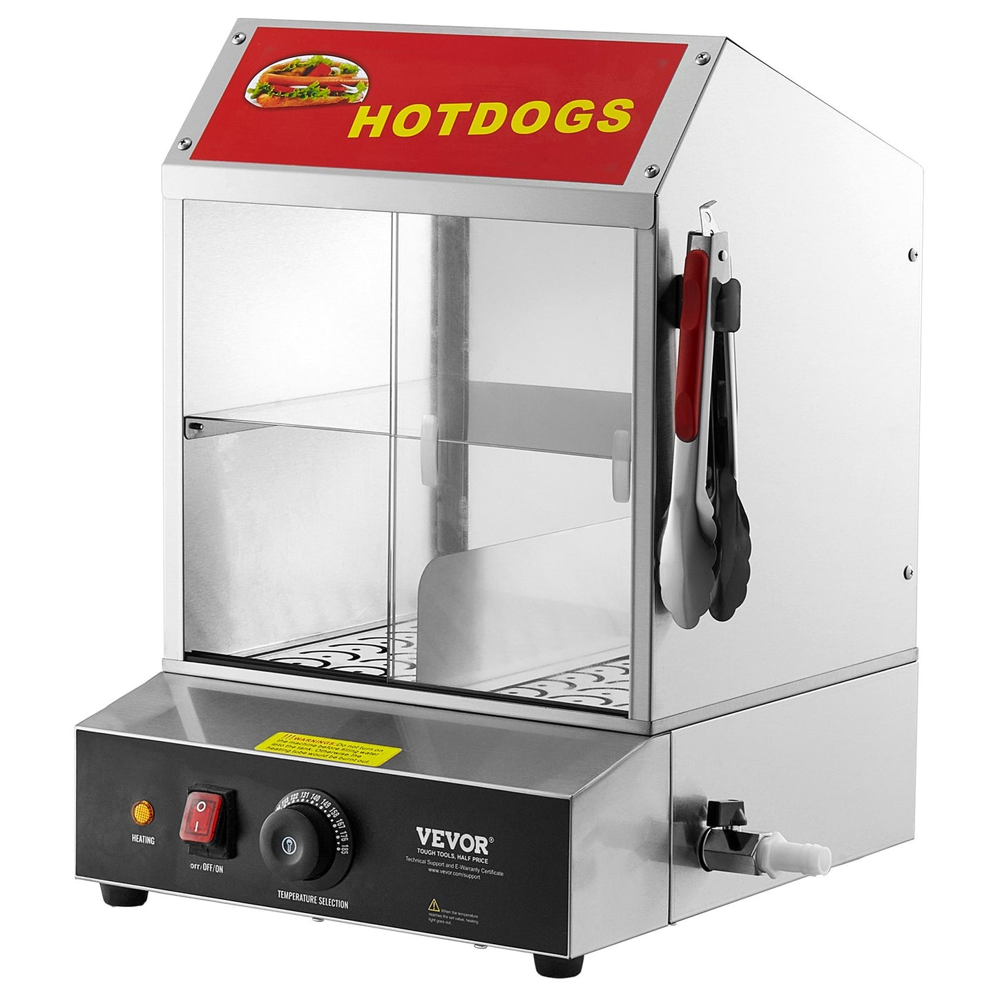 Commercial Hot Dog Steamer 2-vånings elektrisk bullvärmare 27L skjutdörrar