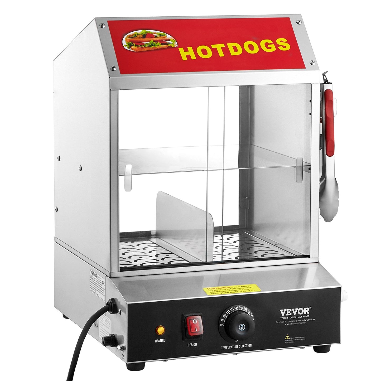 Commercial Hot Dog Steamer 2-vånings elektrisk bullvärmare 27L skjutdörrar