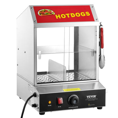 Commercial Hot Dog Steamer 2-vånings elektrisk bullvärmare 27L skjutdörrar