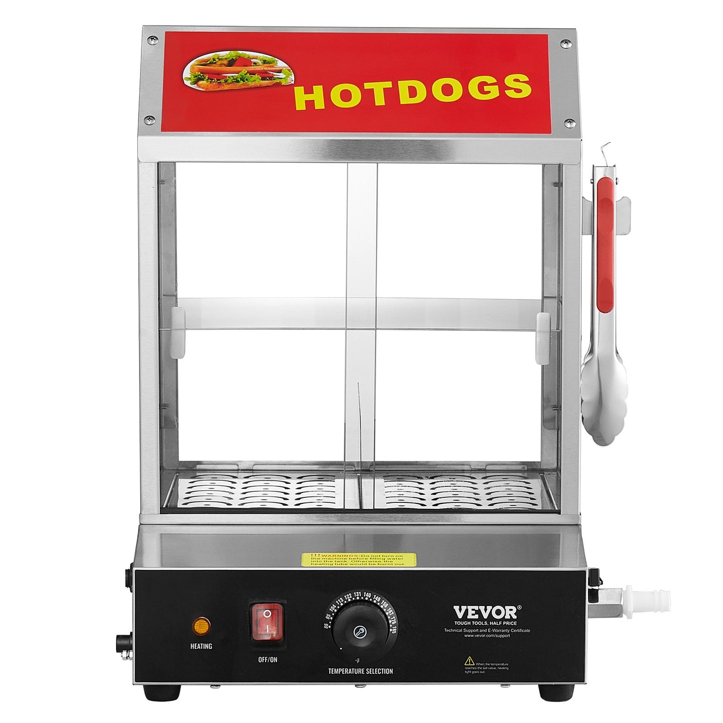 Commercial Hot Dog Steamer 2-vånings elektrisk bullvärmare 27L skjutdörrar