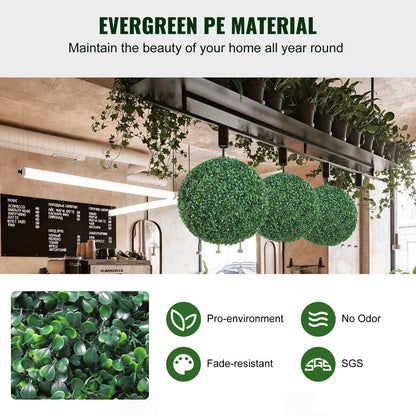 Konstgjorda växter buxbomsträd, 24 tum höga (2 stycken), kulformade faux topiaries växt, året runt gröna feaux växt dekorativa bollar för trädgård, balkong, trädgård, bröllop och heminredning