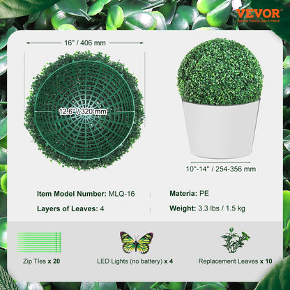 Konstgjorda växter buxbomsträd, 24 tum höga (2 stycken), kulformade faux topiaries växt, året runt gröna feaux växt dekorativa bollar för trädgård, balkong, trädgård, bröllop och heminredning