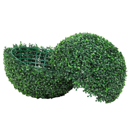 Konstgjorda växter buxbomsträd, 24 tum höga (2 stycken), kulformade faux topiaries växt, året runt gröna feaux växt dekorativa bollar för trädgård, balkong, trädgård, bröllop och heminredning