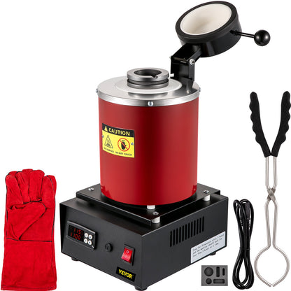 Elektrischer Schmelzofen, 3 kg digitaler elektrischer Schmelzofen, 1750 W, 1150 °C/2102 °F, Goldschmelzofen mit Graphittiegel und Barrenform zur Verarbeitung von geschmolzenem Gold, Silber, Kupfer, Aluminium