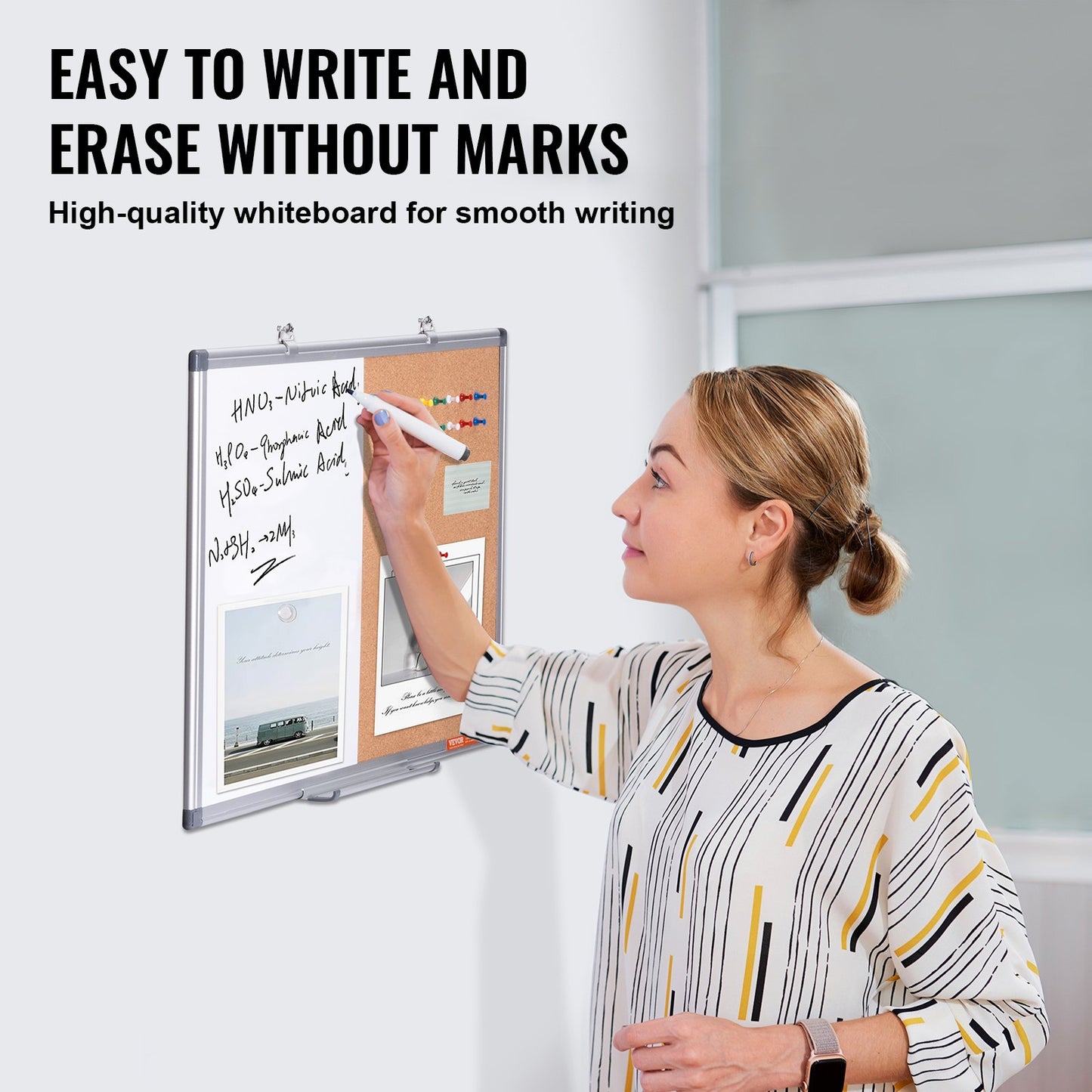 24" x 18" Whiteboard & Cork Board Combo med aluminiumram för skolhem