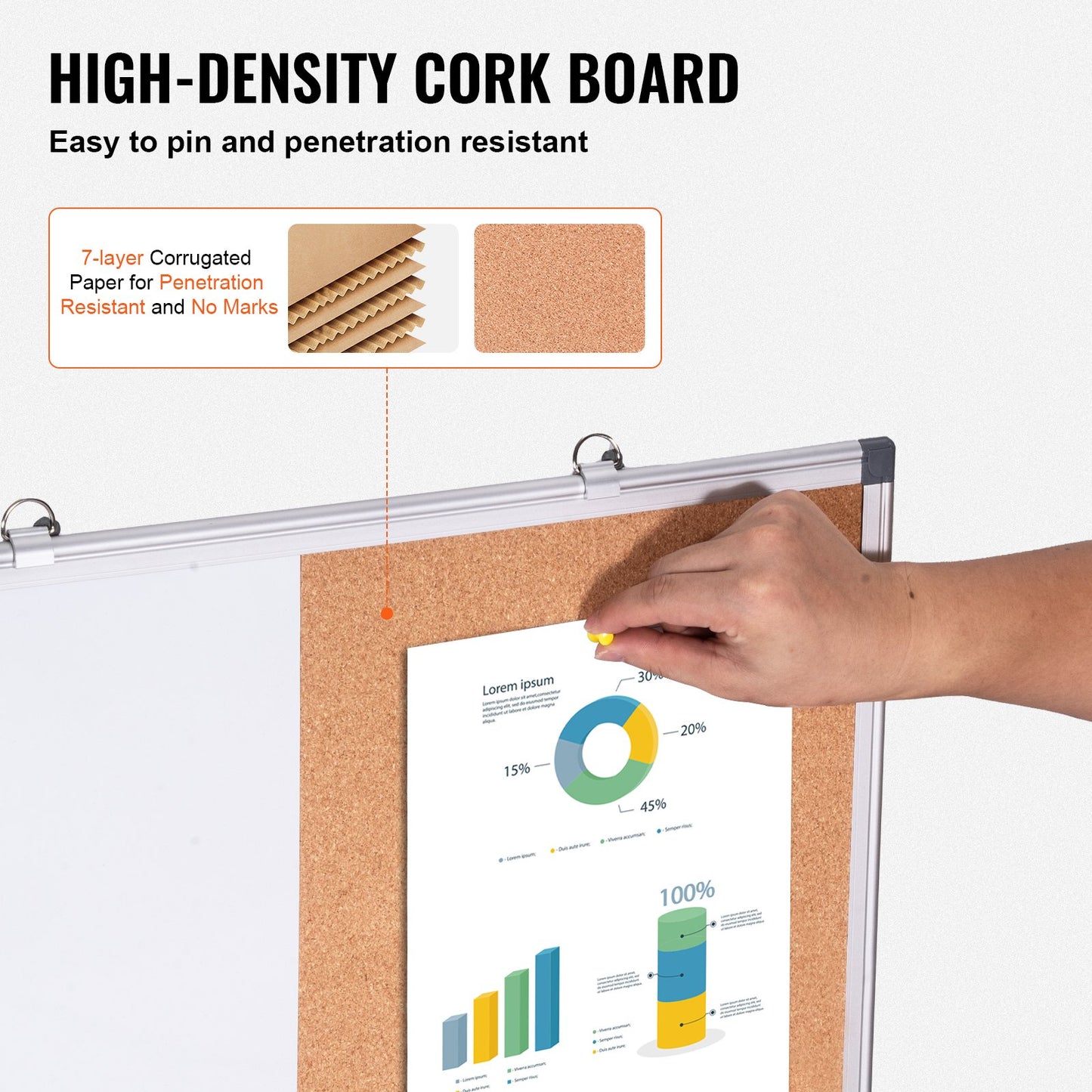 24" x 18" Whiteboard & Cork Board Combo med aluminiumram för skolhem