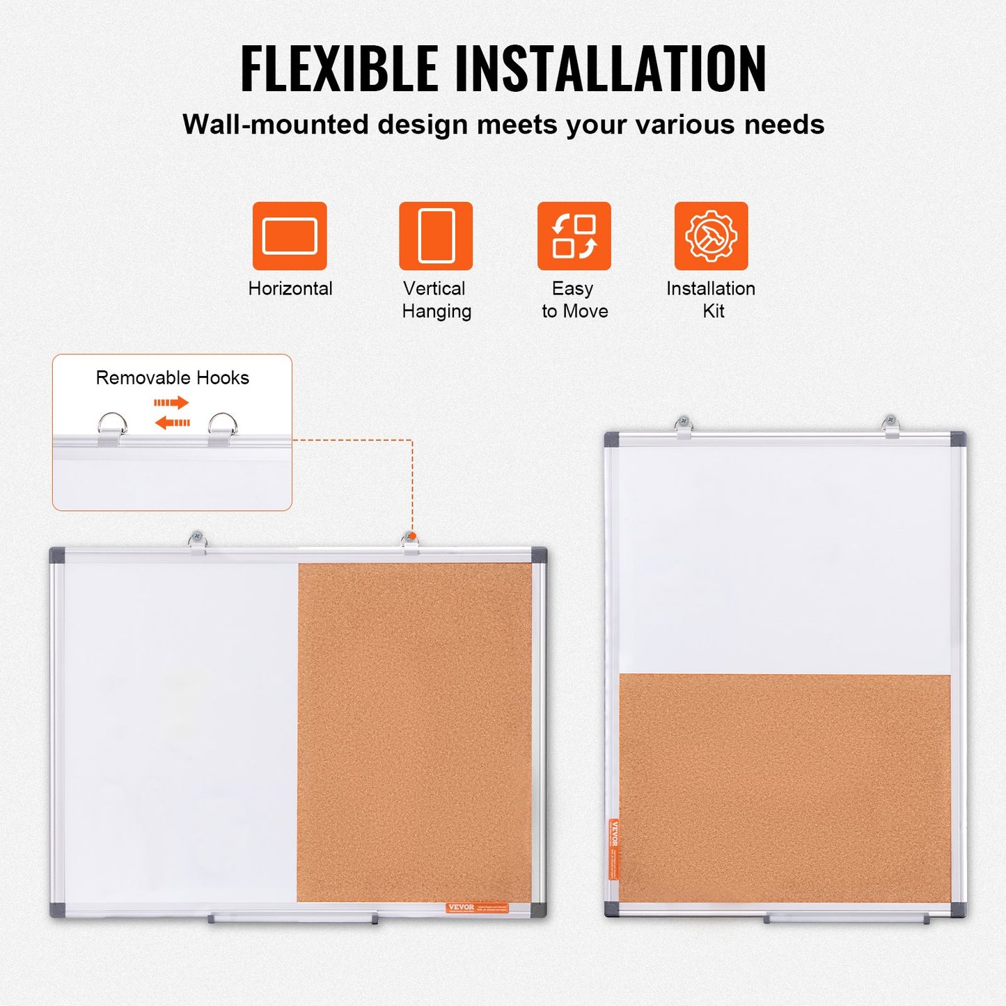 24" x 18" Whiteboard & Cork Board Combo med aluminiumram för skolhem