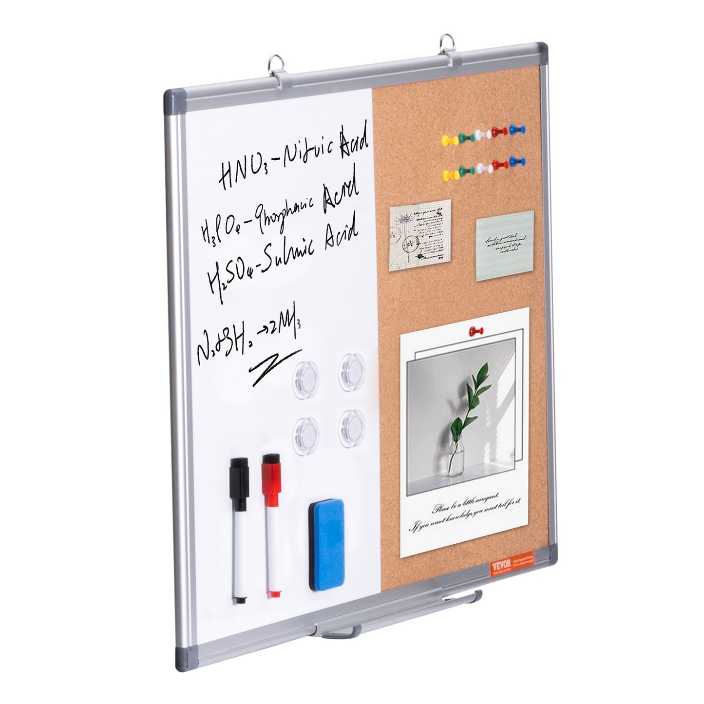 24" x 18" Whiteboard & Cork Board Combo med aluminiumram för skolhem