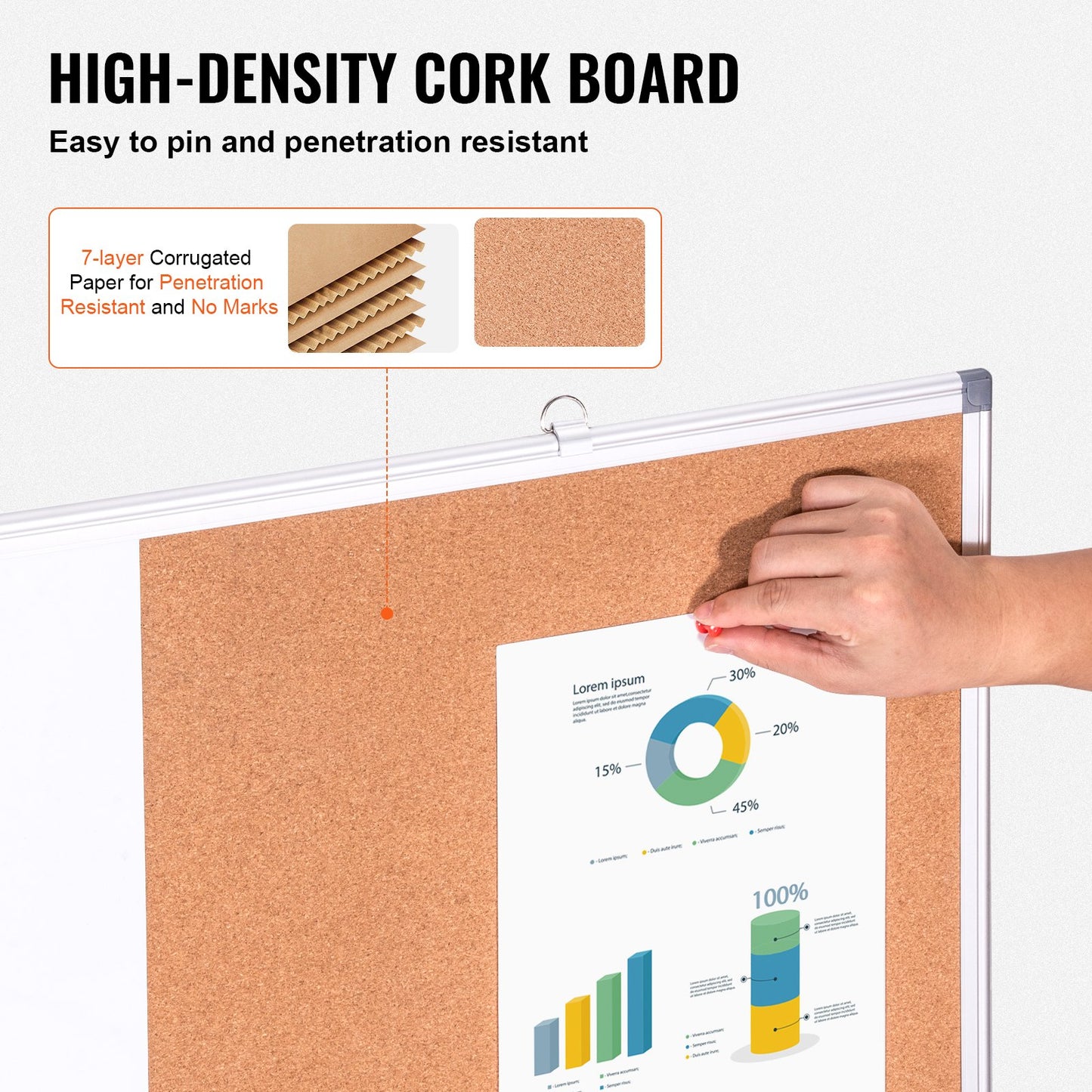 36" x 24" Whiteboard & Cork Board Combo med aluminiumram för skolhem