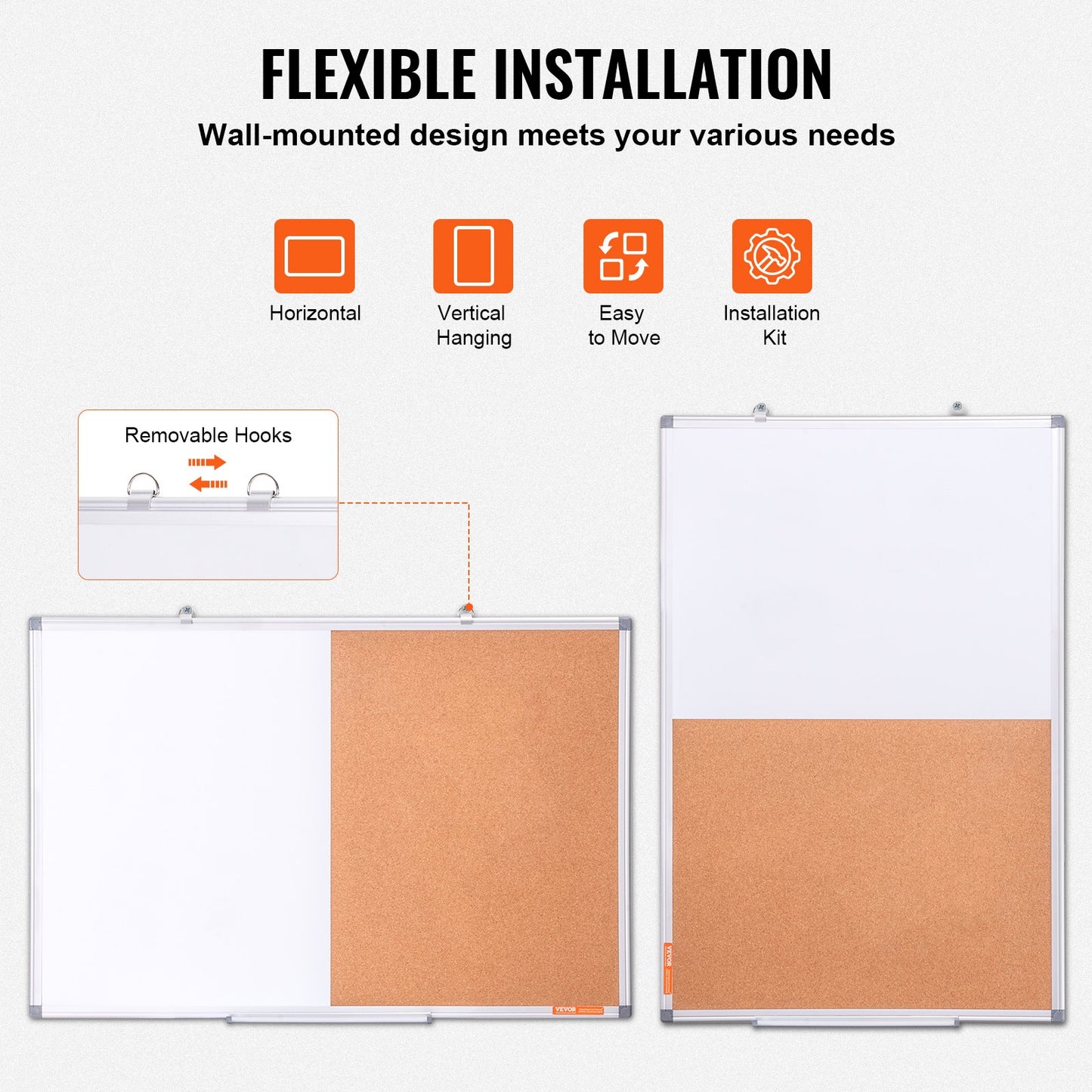 36" x 24" Whiteboard & Cork Board Combo med aluminiumram för skolhem