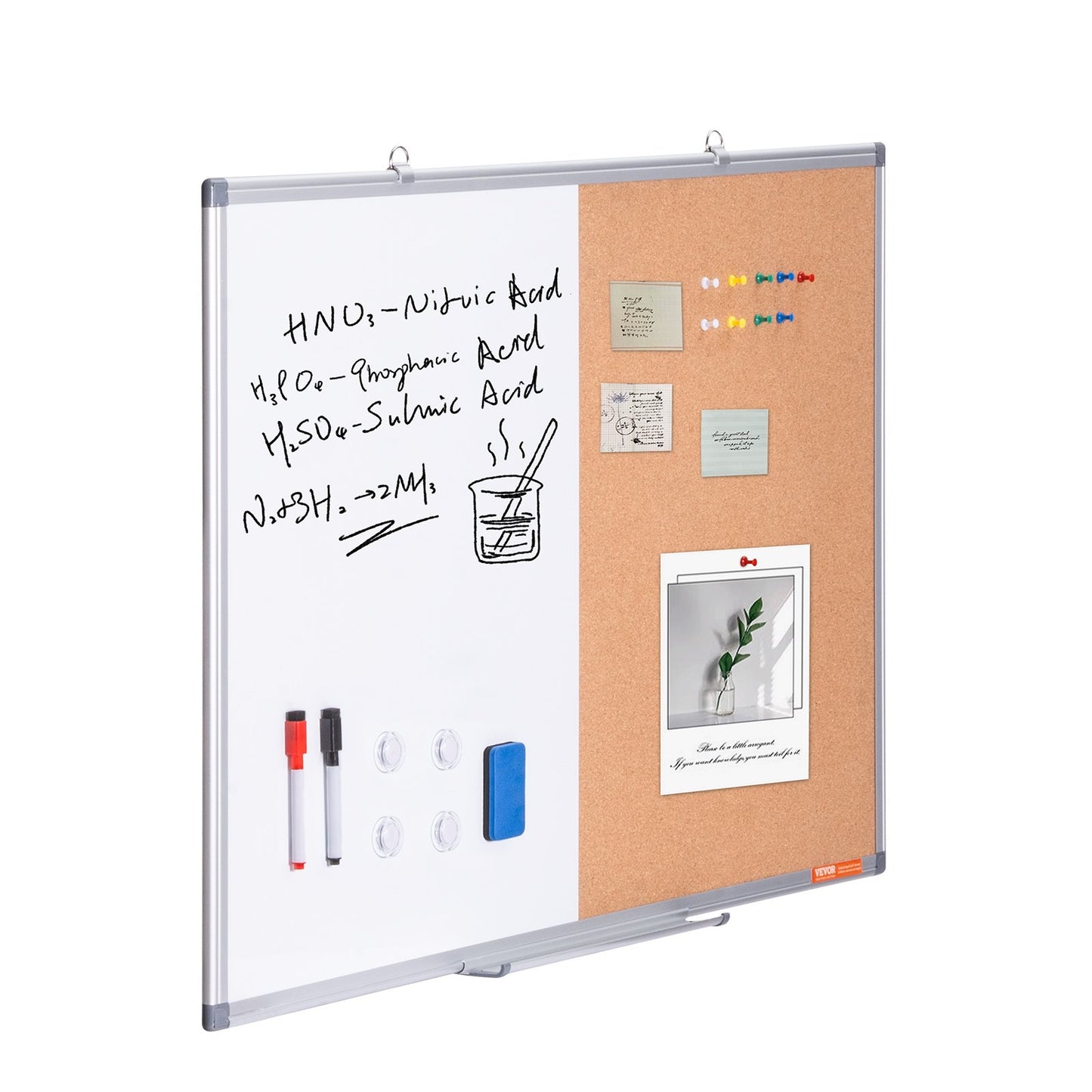 36" x 24" Whiteboard & Cork Board Combo med aluminiumram för skolhem