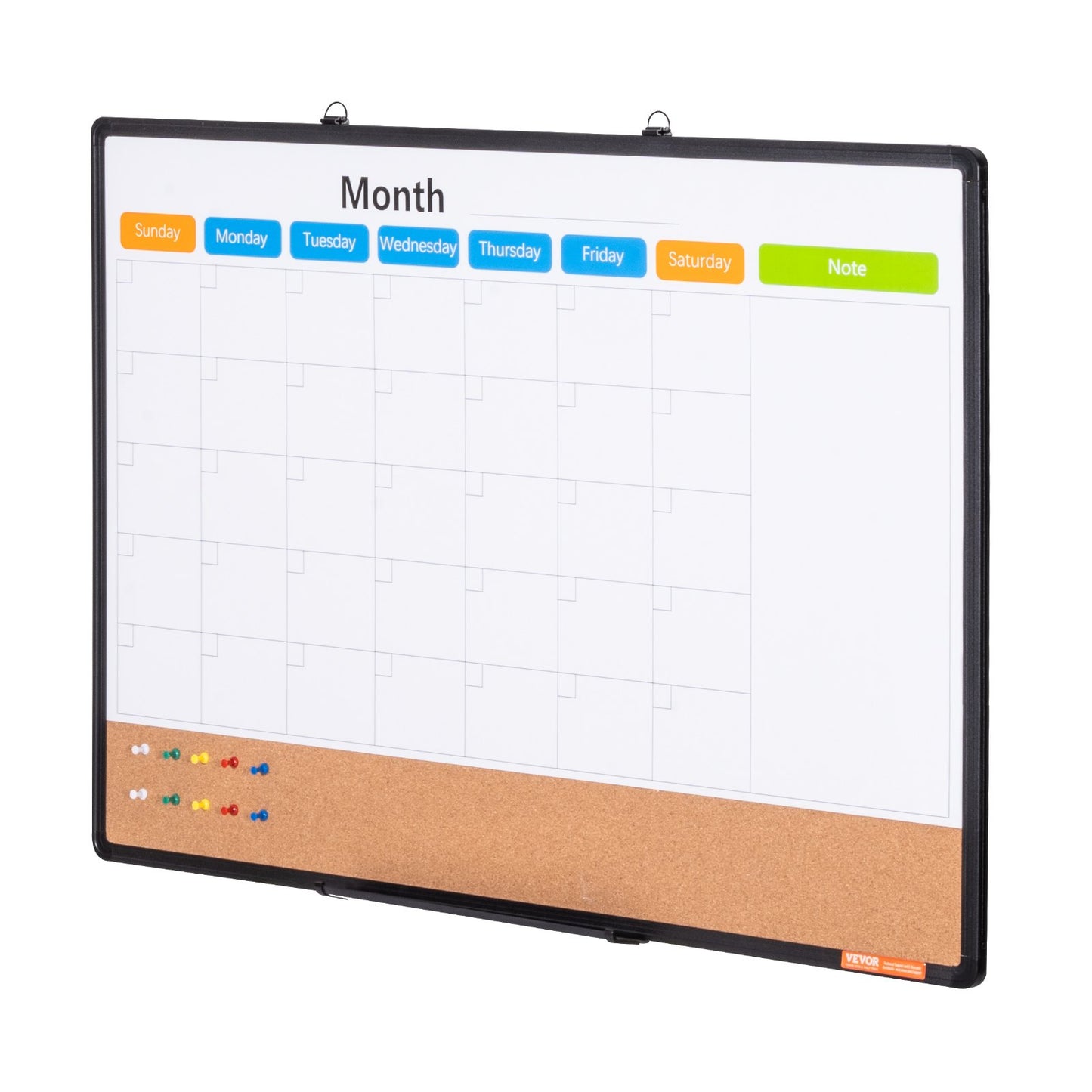 36"x24" Monthly Calendar Whiteboard &amp; Cork Board Combo with Aluminum Frame