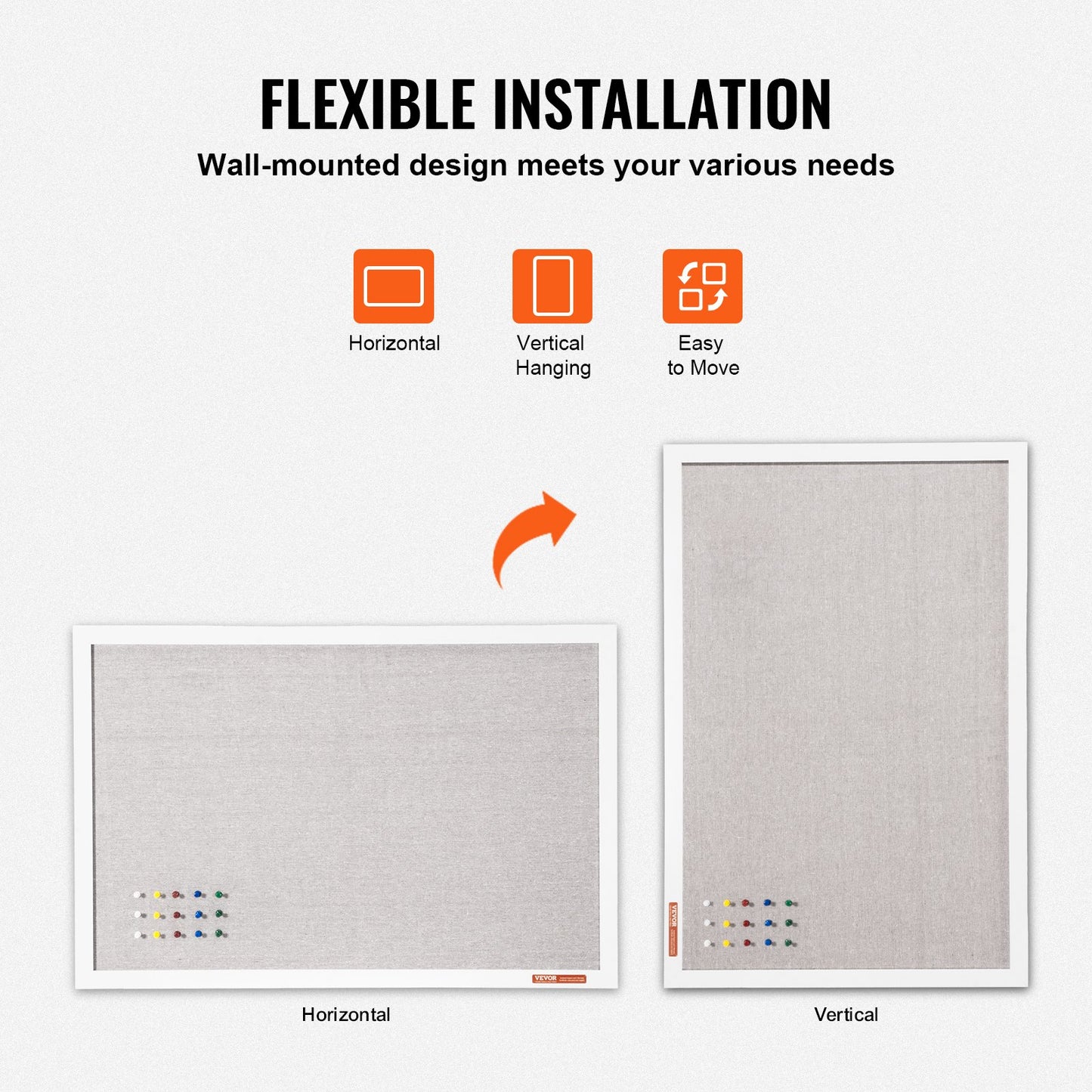 36"x24" White Cork Board with Linen Surface Wall Mounted Bulletin Board