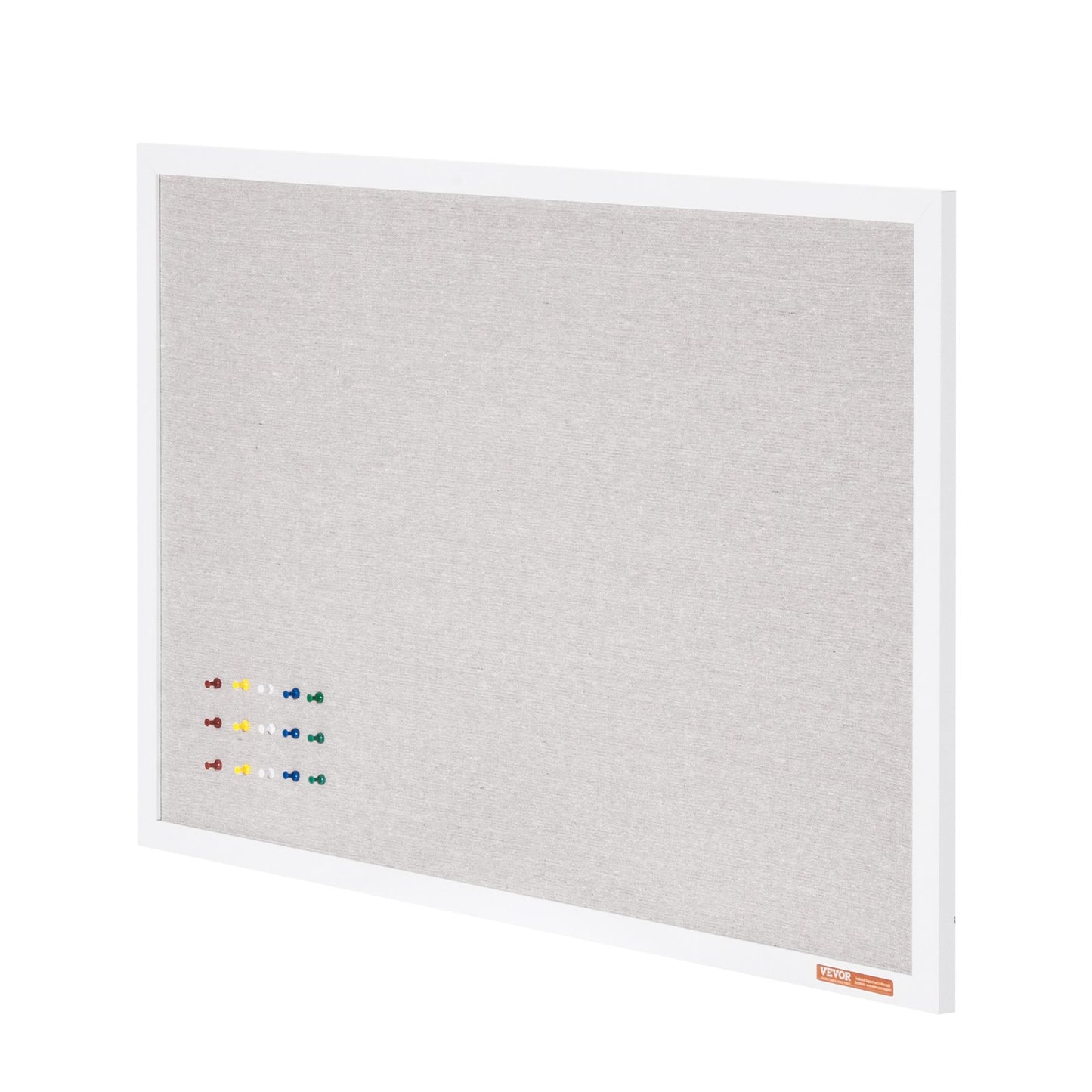 36"x24" White Cork Board with Linen Surface Wall Mounted Bulletin Board