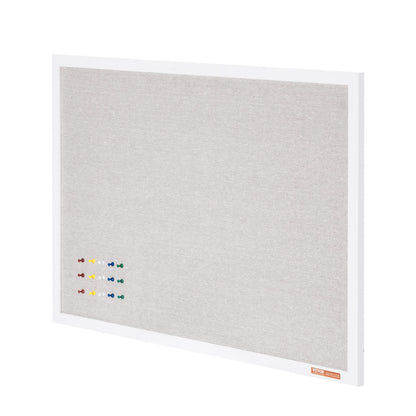 36"x24" White Cork Board with Linen Surface Wall Mounted Bulletin Board
