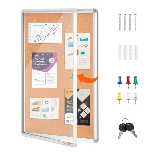 36"x24" sluten korktavla med aluminiumram låsbar anslagstavla