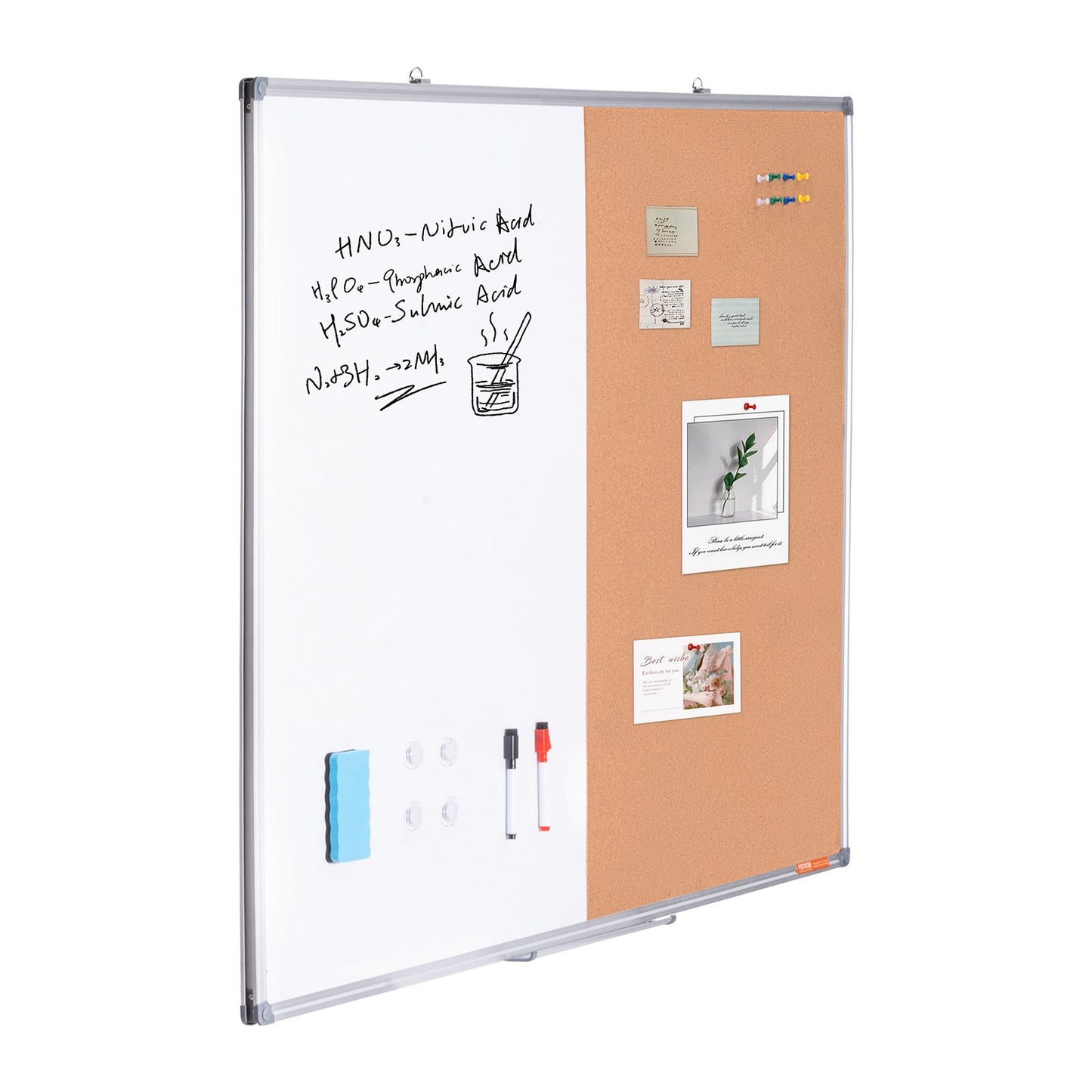 48" x 36" Whiteboard & Cork Board Combo med aluminiumram för skolhem