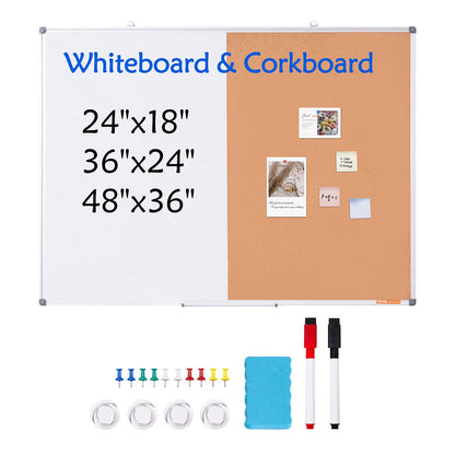 48" x 36" Whiteboard & Cork Board Combo med aluminiumram för skolhem