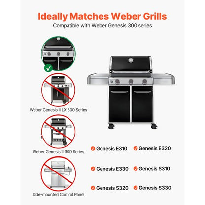 Smaksättningsstänger och värmeavvisare, 44 cm grillreservdel, för Weber Genesis 300-seriens grillar, inklusive E310 E320 E330 S310 S320 S330, tjockare värmeplatta i rostfritt stål, 7-pack |  EU