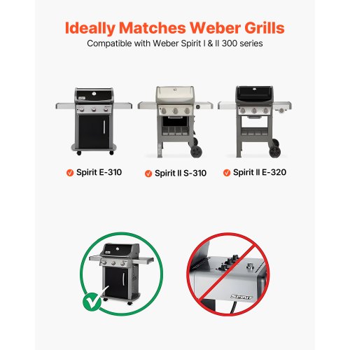 Smaksättningsbarer, 39 cm grillreservdel, för Weber Spirit I & II 300-seriens grillar, inklusive Spirit E-310, ll S-310, ll E-320, porslinsemaljerad ståltjockare värmeplatta, 5-pack |  EU