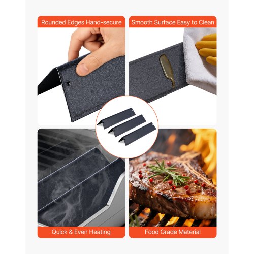 Smaksättningsbarer, 39 cm grillreservdel, för Weber Spirit I & II 200-seriens grillar, inklusive Spirit II E-210, II E-220, II S-210, E-210, S-210, Porslinsemaljerad stålvärmeplatta, 3-pack |  EU