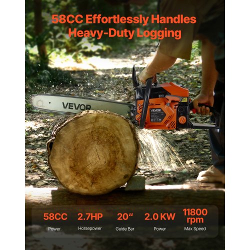 58cc Gasoline Chainsaw 2.7hp Gasoline 20 inch Chainsaw for Wood Cutting