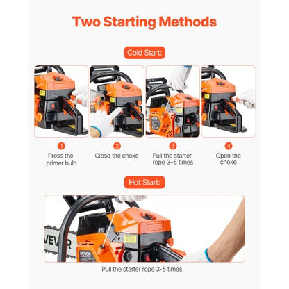 58cc Gasoline Chainsaw 2.7hp Gasoline 20 inch Chainsaw for Wood Cutting