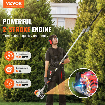 6-in-1 Multifunctional Trimming Tools Gas Hedge Trimmer 43CC Weed Eater