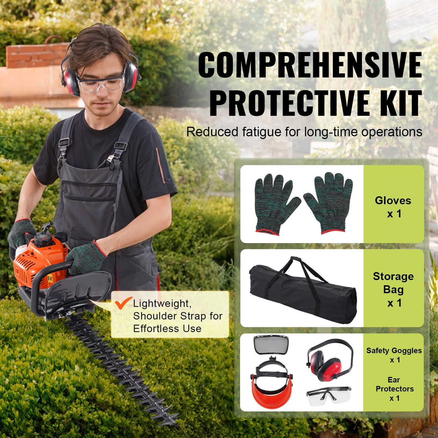 23.2" 26CC 2-Stroke Gas Hedge Trimmer Gas Powered Handheld Hedge Trimmer