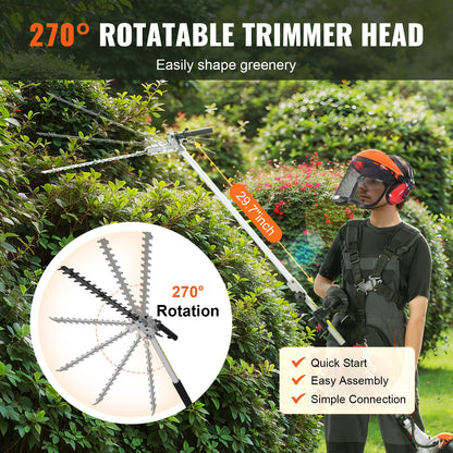 15.7-inch 26CC 2-stroke gas hedge trimmer Gas powered pole hedge trimmer