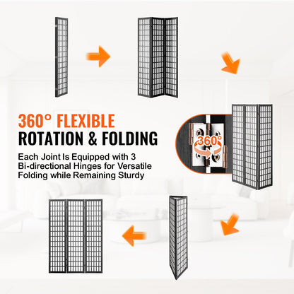 Room Divider Japanese Wall Divider 3 Panel Screen for Room Separation