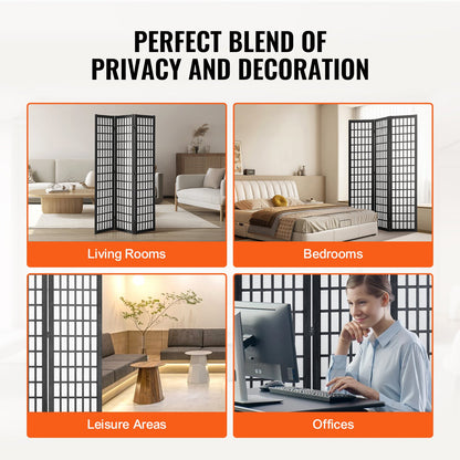 Room Divider Japanese Wall Divider 3 Panel Screen for Room Separation