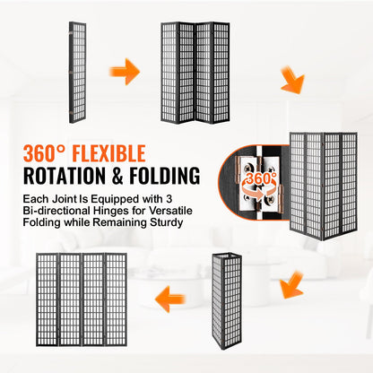 Room divider Japanese wall divider 4 panel screen for room separation