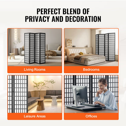 Room divider Japanese wall divider 4 panel screen for room separation