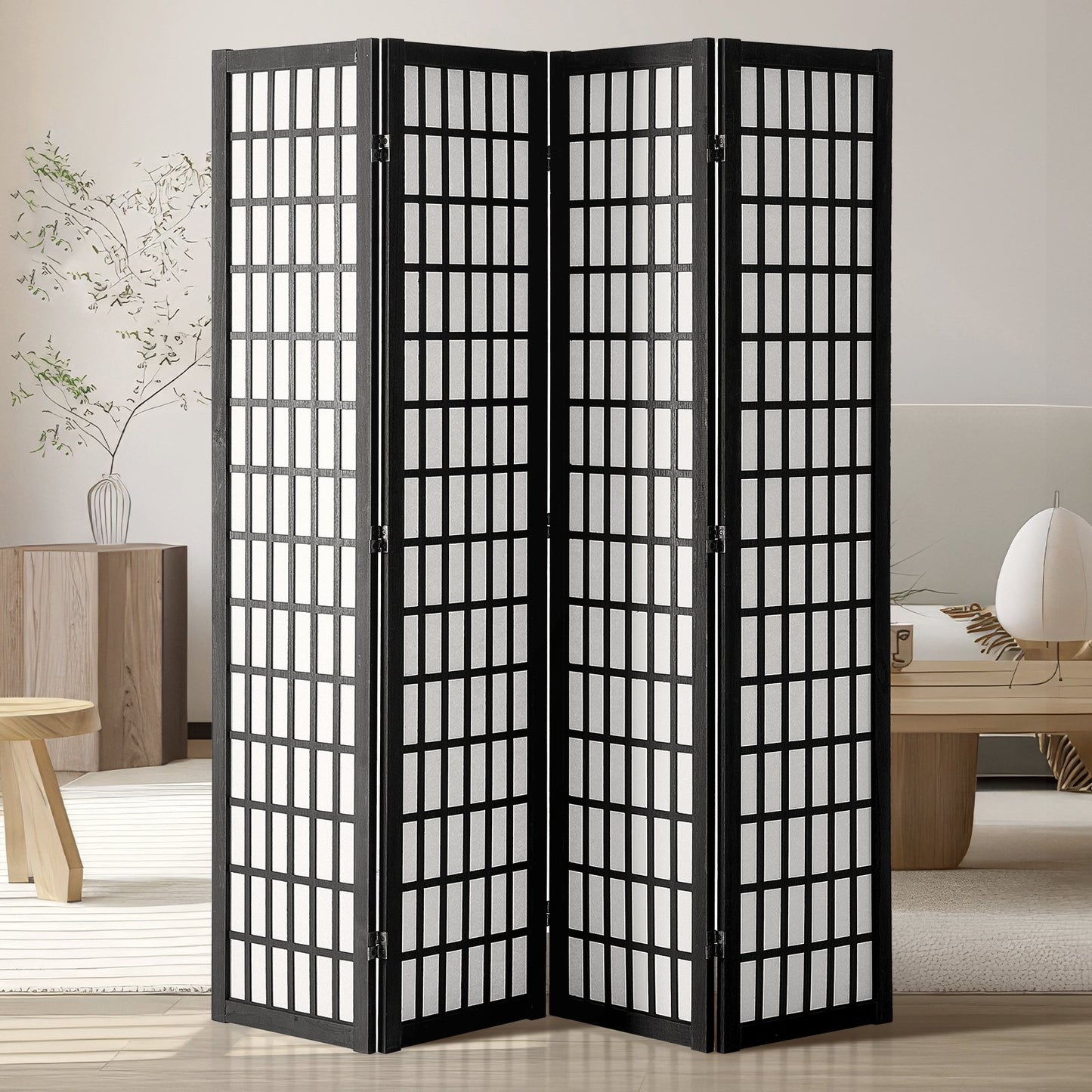 Room divider Japanese wall divider 4 panel screen for room separation