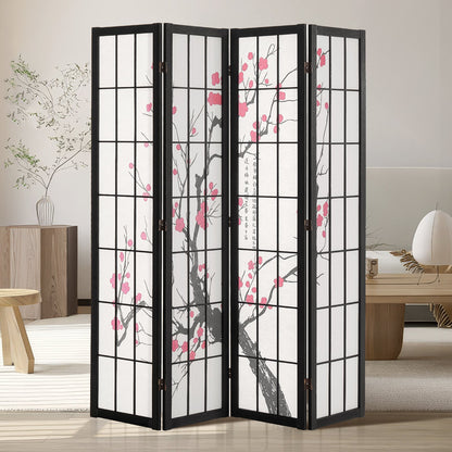 Room Divider Japansk Room Screen Divider 4 Panel för rumsseparering