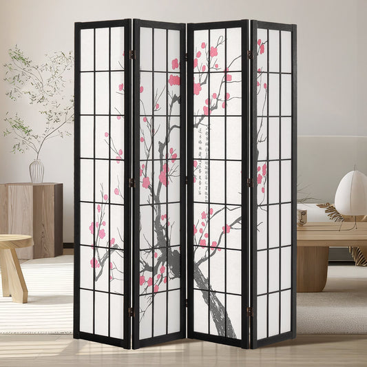 Room Divider Japansk Room Screen Divider 4 Panel för rumsseparering