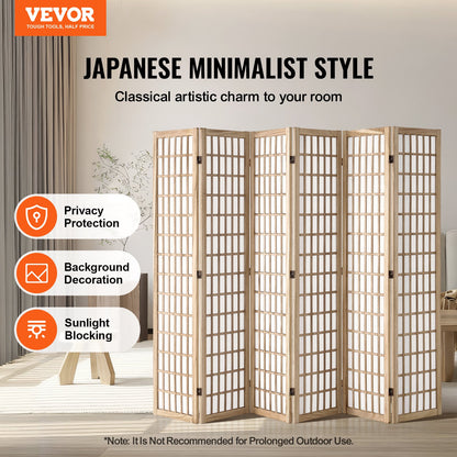 Room divider Japanese wall divider 6 panel screen for room separation
