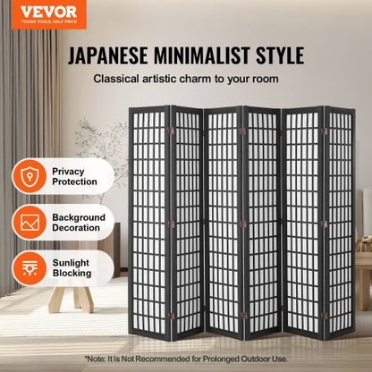 Rumsavdelare Japansk Väggavdelare 4 Paneler för Rumsavskiljning (Svart)