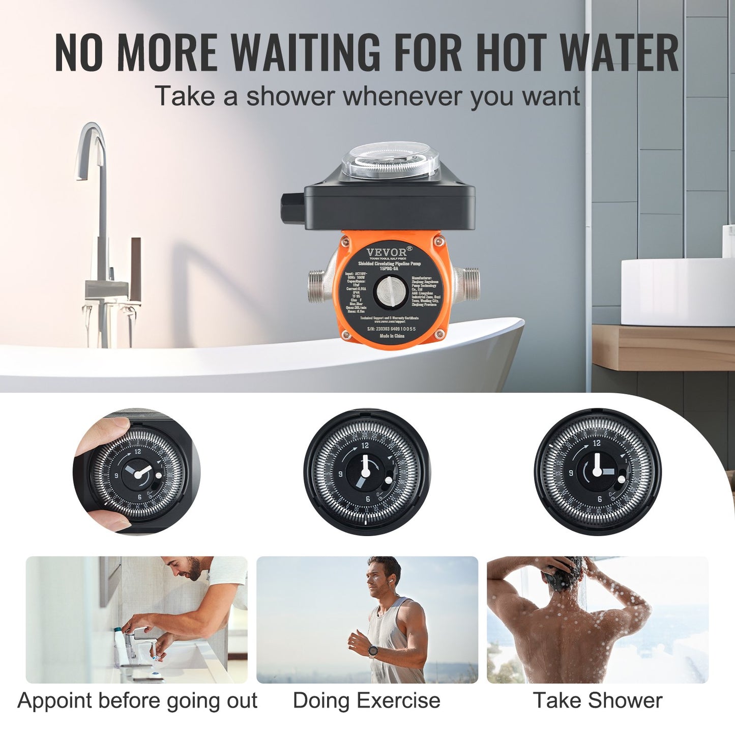 Warmwasser-Umwälzpumpe Umwälzpumpe DN20 Einlass/Auslass DN15 Adapter