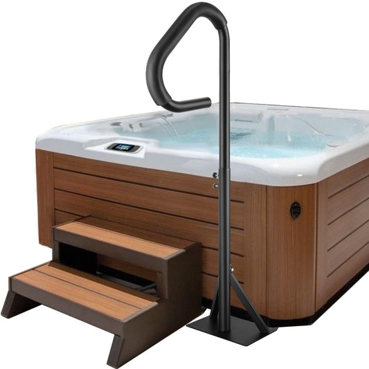 Bubbelpoolshandledare, 360 vridbar sidohandledare för spa med 35"-57" justerbar höjd, rostsäker aluminium Spa Step Bubbelstång med skjutbar bas för inomhus och utomhus, 600 LBS kapacitet