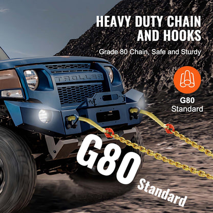 5/16" x 2' G80 Pulley J Hook V-Chain Bridle Grab Hook Wrecker 10800 lbs