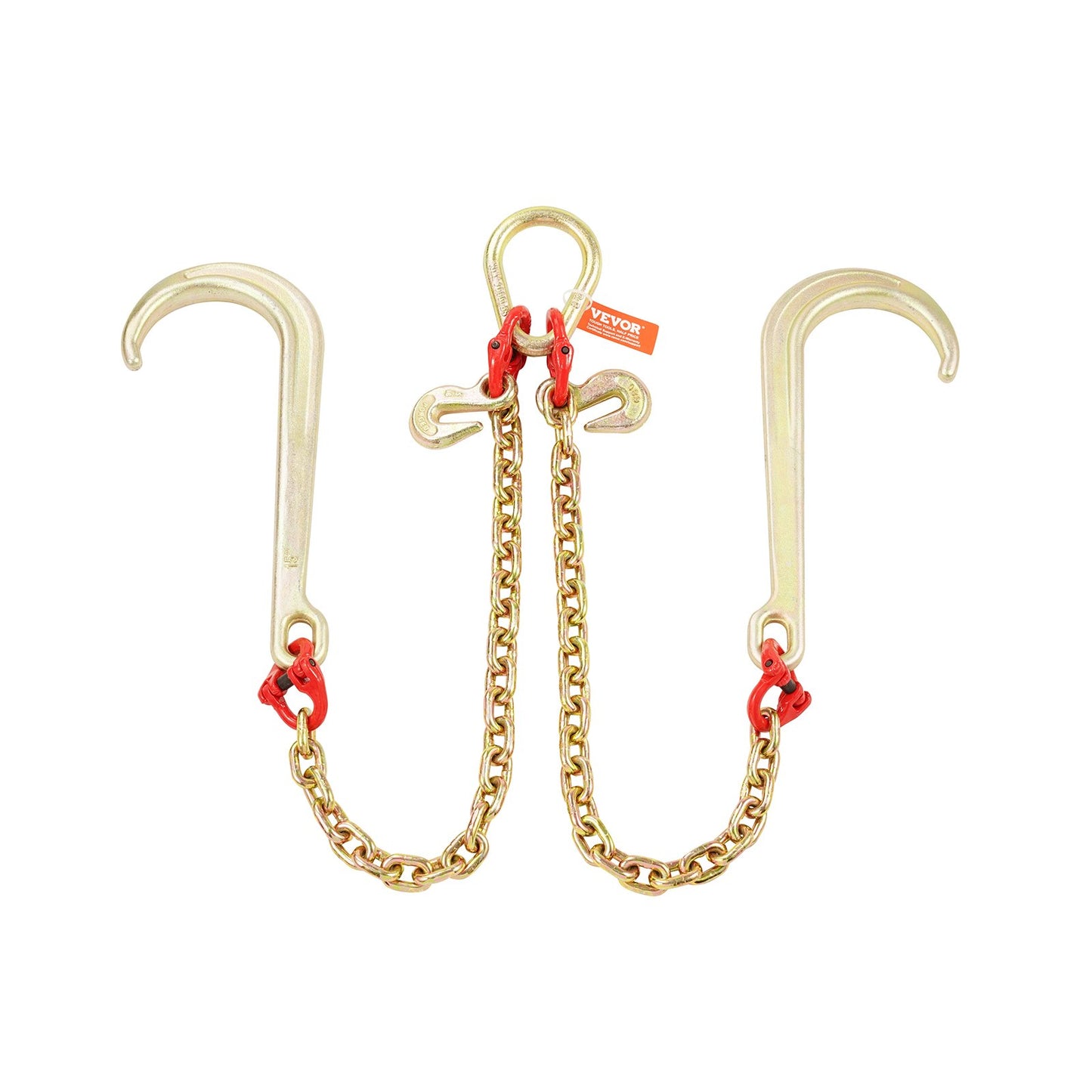 5/16" x 2' G80 Pulley J Hook V-Chain Bridle Grab Hook Wrecker 10800 lbs