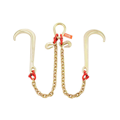 5/16" x 2' G80 Pulley J Hook V-Chain Bridle Grab Hook Wrecker 10800 lbs