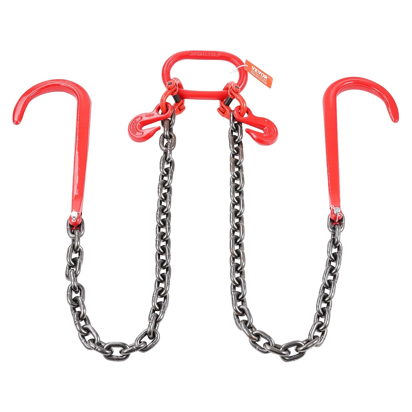 3/8" x 3' G80 Pulley J Hook V-Chain Bridle Grab Hook Wrecker 15600 lbs