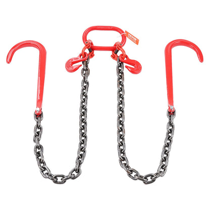 3/8" x 3' G80 Pulley J Hook V-Chain Bridle Grab Hook Wrecker 15600 lbs