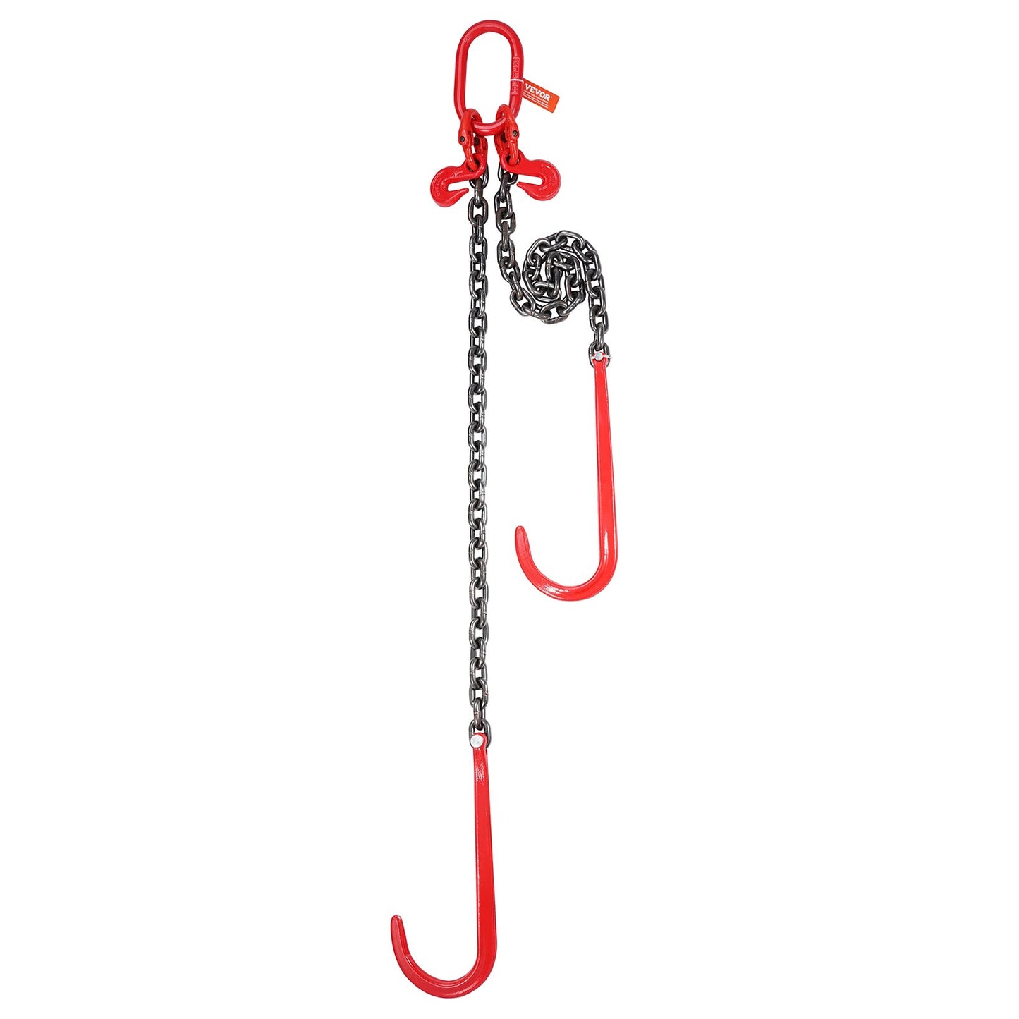 3/8" x 3' G80 Pulley J Hook V-Chain Bridle Grab Hook Wrecker 15600 lbs