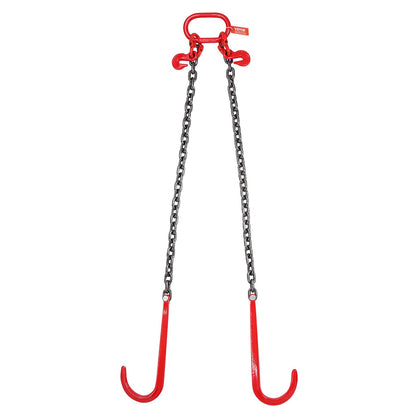 3/8" x 3' G80 Pulley J Hook V-Chain Bridle Grab Hook Wrecker 15600 lbs