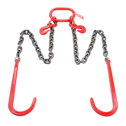 3/8" x 3' G80 Pulley J Hook V-Chain Bridle Grab Hook Wrecker 15600 lbs