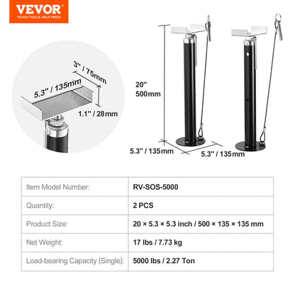 RV Slide Out Support Jacks, 5000 lbs Capacity Each Slide Out Stabilizer, Adjusts from 20"-48" Camper Slide Out Support Jacks, Heavy Duty Slide Out Stabilizers for RVs, Motorhomes and Trailers